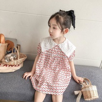 Girls summer dress 2020 new female baby Korean version of foreign Cherry children childrens summer short sleeve skirt