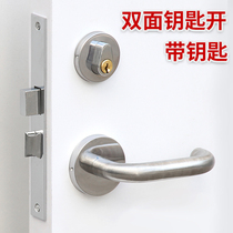 Double-sided key fire lock fire door passage lock fire door lock two-sided key escape door lock double open fire lock