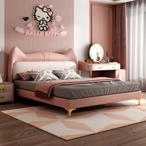 Pimas Children Children Princess Bed Sleeper Bed Modern Simple 1 8m Real Leather Bed Princess Bed 2021 New