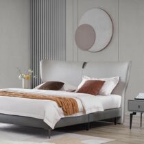 Xilinmen JR1801 Frenchman series modern simple scratch resistant cloud leather atmospheric solid wood bed frame