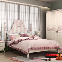 ABC Teen Pink Princess Bed Chile Pine Wood Bed Solid Wood Unibody Bed Butterfly Knots Body Bed