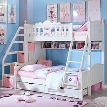 Ximengbao childrens bed white mother bed bunk bed high and low bed with clouds mother bed
