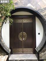 Gaojue Villa Gate Gaojue Entry Door Armored Door Glass Door Bronze Stair Post-Modern Chinese Antique Brass