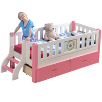 Solid wood childrens bed splicing big bed widened baby bedside bed with guardrail baby bed separate bed artifact male and girl