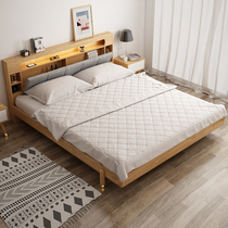 Fuyu simple solid wood oak double bed shelf 1 5 meters 1 8 economic small apartment Nordic master bedroom tatami meters