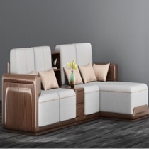 Bright furniture modern new Chinese solid wood furniture guest restaurant corner sofa solid wood environmental protection material