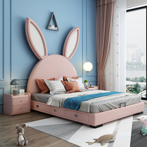 Nanqiong cartoon children's bed single bed 1 2 m girl baby bed solid wood bed modern simple 1 5m princess bed