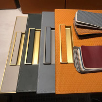 Zola Li leather wardrobe door panel six-sided car line leather Villa cabinet drawing surface high-end alloy edge sealing hard bag