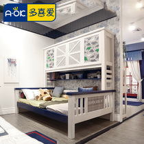 I like environmentally friendly children's bed solid wood bed storage bed box bed with bookshelf storage cabinet locker DNA304