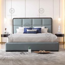 Mu Shang Weiten series MV Italian light luxury head leather solid bed master bedroom double bed wedding bed 5B