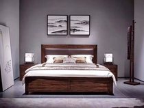Xingye book sandalwood solid wood ebony 1 8 meters*2 meters shelf bed plus bedside table Bedroom ancient style simple and calm