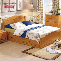 Ximengbao Modern Chinese solid wood high box storage bed 1 5 meters pine 1 8 meters double bed Nordic functional bed