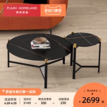 Bo-collar designer home Modern simple small round table living room round imported rock board high and low tea sofa side corner a few