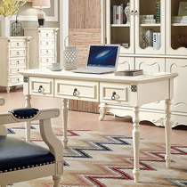 Papasa new American computer desk White pastoral desk fashion study desk Modern simple writing desk Household