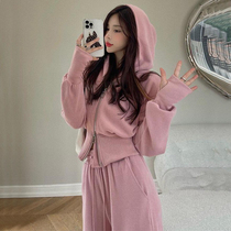Leisure sports suit women spring and autumn 2021 new foreign style fashionable high waist sweater jacket two-piece early autumn