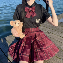 Dark jk uniform skirt female genuine full set of student uniform Graduation class uniform High school student college style summer suit school uniform
