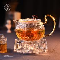 Light luxury teapot set afternoon tea glass tea set candle heating fruit teapot female English teapot cup set