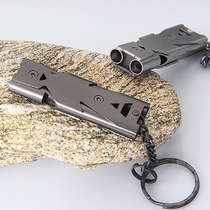 Stainless steel outdoor camping life-saving whistle high frequency whistle survival equipment survival double hole burst whistle basketball referee whistle