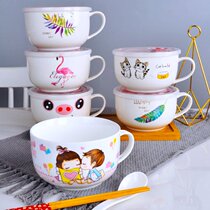 Bowl Noodles Cup Bowl with cover with lid with handle Student canteen in ceramic rice bowls Good stock Dormitory Dining Room Dining Room