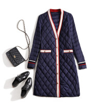 European station womens European goods tide V collar winter clothes large size down cotton clothes womens long Korean loose thick coat