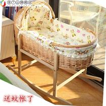 Baby cot truck dual bamboo cradle bed old baby bed 1 3 year old shake socket basket cart left and right to move