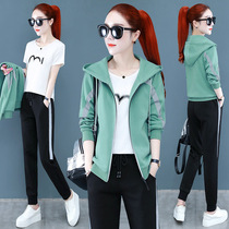 2021 autumn sports suit womens spring and autumn three-piece hooded sweater running clothes casual wear ANTA E ERKE