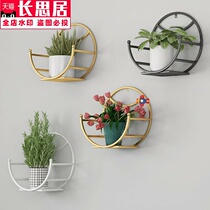 Put the pot on the wall of the shelf frame Restaurant living room wall green radish decorative shelf Flower tile free punch