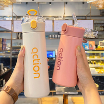 Childrens thermos cup baby cup kindergarten students drinking water cup stainless steel suction cup girl drinking water bottle