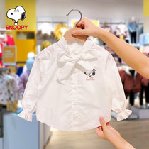 Snoopy Snoopy Girls White Shirt 2022 Spring and Autumn Dress Baby Shirt Children's Foreign-style Long Sleeve Jacket