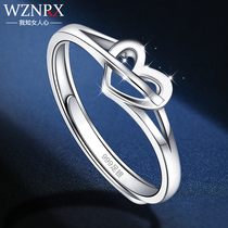 999 sterling silver love ring female ins tide niche design cold wind ring ring ring foot Silver index finger opening simple