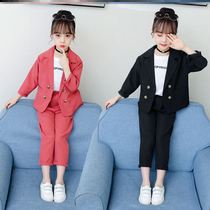 Girl blazer spring and autumn 2021 new three-piece Childrens suit Korean version of the middle school girl dress