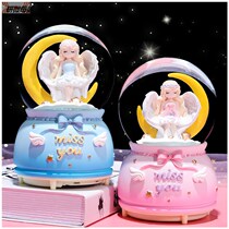 Angel crystal ball music box rotating girl Music Box children snowflake little girl birthday gift girl ornaments