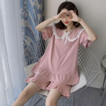 Princess style pajamas womens short-sleeved summer thin cotton court sweet cute home dress Princess doll collar suit