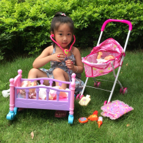 Talking simulation Baby care doll doll Sleeping Crib Trolley Child girl toy House