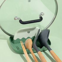 Kitchen countertop sitting pot cover rack Multi-function spatula rack Support spoon chopsticks one-piece storage artifact shelf