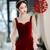 Toast to the brides summer red engagement little sub gown dress Back to door Lie dress normally can be worn with wedding poop