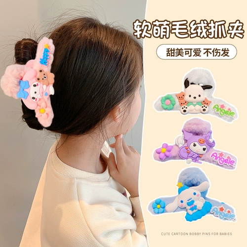 Детская мультяшная демисезонная плюшевая заколка-крабик, заколка для волос, акула, коллекция 2023