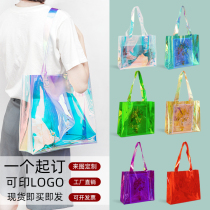 Laser tote bag pvc transparent plastic bag shoulder jelly bag net red shopping bag gift bag custom bag