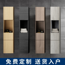Bathroom cabinet storage narrow wall toilet toilet toilet waterproof solid wood hanging cabinet mirror side cabinet storage side cabinet