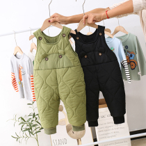 Baby down cotton pants can open crotch big pp pants foreign baby plus velvet cotton pants outside wearing winter childrens back pants tide tide