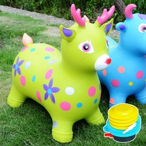 Toy horse riding horse riding children can sit on wooden horse rocking plastic inflatable jumping horse plastic rubber pony