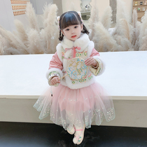 Hanfu girls winter dress suit children Chinese style super fairy Tang suit Princess dress baby New Year dress