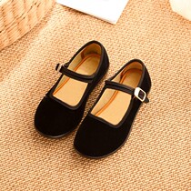 Old Beijing cloth shoes little girl black dance shoes non-slip soft bottom kindergarten National Wind Red Army performance shoes