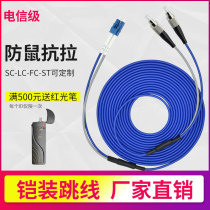  Armored fiber optic jumper Single-mode single-core double-core SC to LC-FC-ST 3 meters 5 8 10 20 30M four-core beam armored pigtail anti-rat and tensile carrier-grade square round finished light