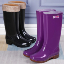 Water Shoes Female Non-slip Waterproof Rain Boots Long Cylinder Fashion Lady Bucket Boots High Cylinder Adult Rain Shoes Plus Suede Thickened Rubber Shoes