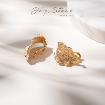JOYSTONE Italy 2021 New retro leaf earrings silver plated 18K gold workplace simple temperament earrings