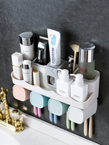 Toothpaste toothbrush holder non-perforated wall-mounted toilet bathroom cylinder Tooth Cup holder gargle Cup wash set
