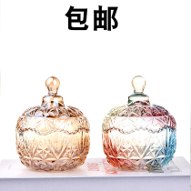 European candy jar set crystal glass candy box transparent with lid creative storage tank candy cup modern household