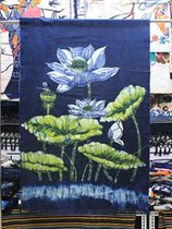 Creative Miao batik painting lotus door curtain fabric still life hanging painting living room bedroom wall decoration porch kitchen