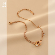Flower Trail Letter Foot Chain Female Han Edition Brief Personality Titanium Steel Without Falling Color Ankle Chain Advanced Sensation Foot Chain Foot Wrist Ornament